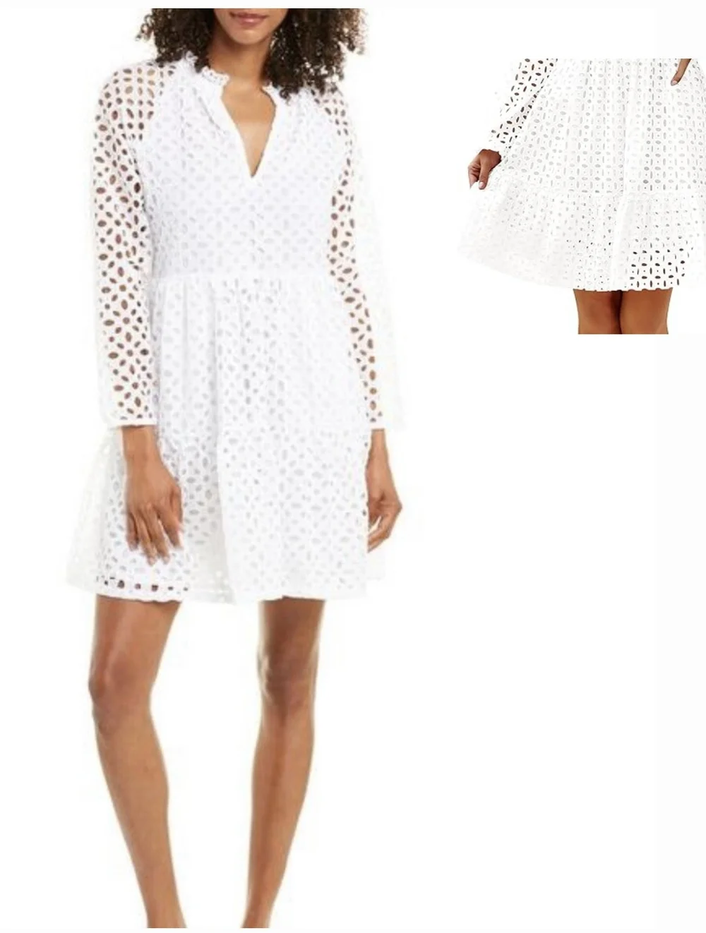 J Crew White Eyelet Dress  Size S Hidden Pockets - Picture 2 of 10